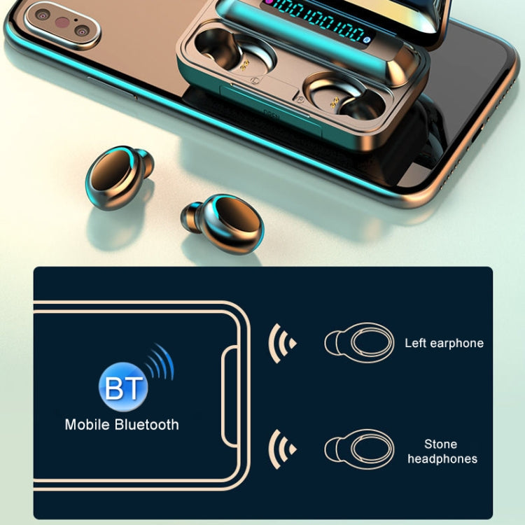 F9-5C Four-bar Breathing Light + Digital Display Noise Reduction Bluetooth Earphone with Hand Strap(Black) - Bluetooth Earphone by PMC TechLife | Online Shopping South Africa | PMC TechLife