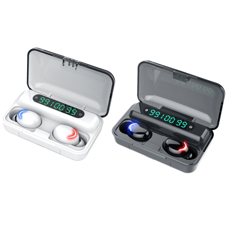 F9-5C Three-screen Digital Display Noise Reduction Bluetooth Earphone with Hand Strap(White) - Bluetooth Earphone by PMC TechLife | Online Shopping South Africa | PMC TechLife