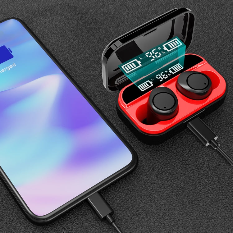 X5 TWS Bluetooth V5.0 Wireless Stereo Headset with Charging Case and Digital Display, Support Intelligent Pairing(Black Red) - TWS Earphone by PMC TechLife | Online Shopping South Africa | PMC TechLife