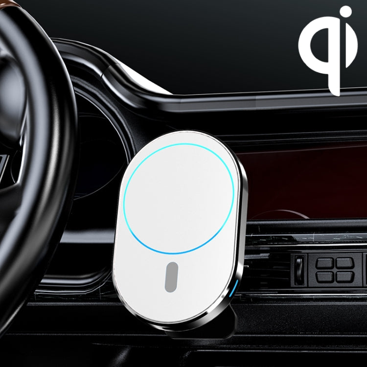 JJT-968 15W Max Output Magnetic Car Air Outlet Bracket Wireless Charger(White) - Wireless Charger Holders by PMC TechLife | Online Shopping South Africa | PMC TechLife