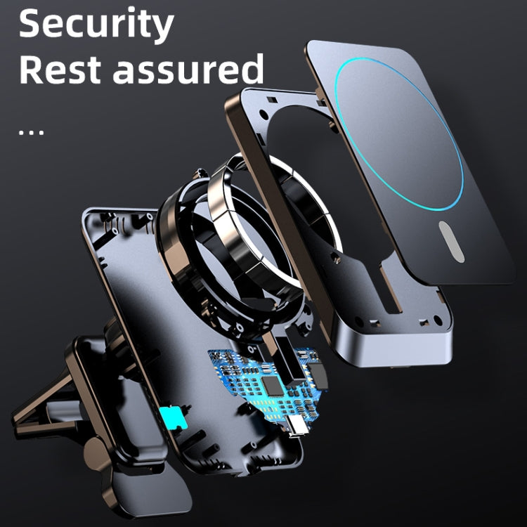 JJT-969 15W Max Output Magnetic Car Air Outlet Bracket Wireless Charger(Green) - Wireless Charger Holders by PMC TechLife | Online Shopping South Africa | PMC TechLife