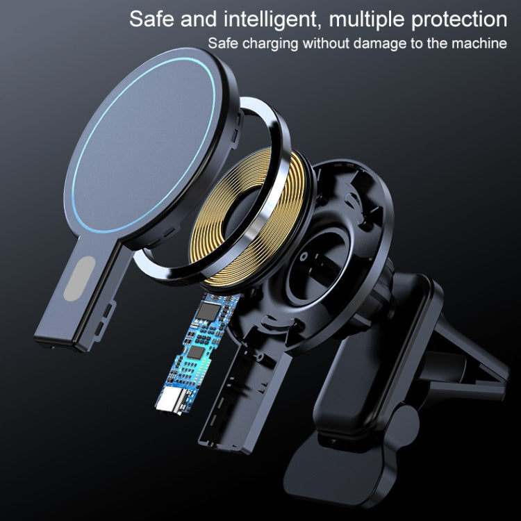 K07 15W Max Output Magnetic Car Air Outlet Bracket Wireless Charger(Black) - Wireless Charger Holders by PMC TechLife | Online Shopping South Africa | PMC TechLife