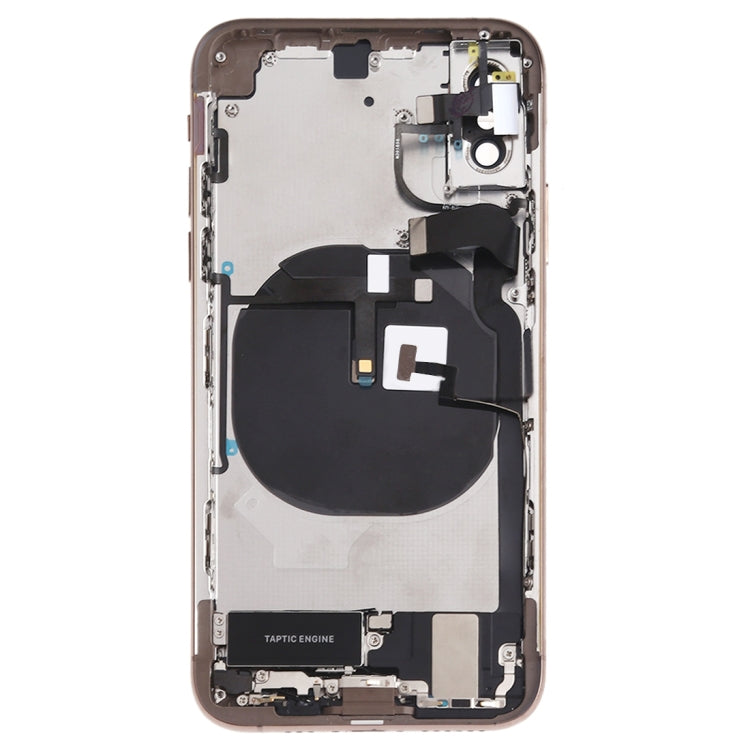 Battery Back Cover Assembly (with Side Keys & Speaker Ringer Buzzer & Motor & Camera Lens & Card Tray & Power Button + Volume Button + Charging Port + Signal Flex Cable & Wireless Charging Module) for iPhone XS(Gold) - Back Cover by PMC TechLife | Online Shopping South Africa | PMC TechLife
