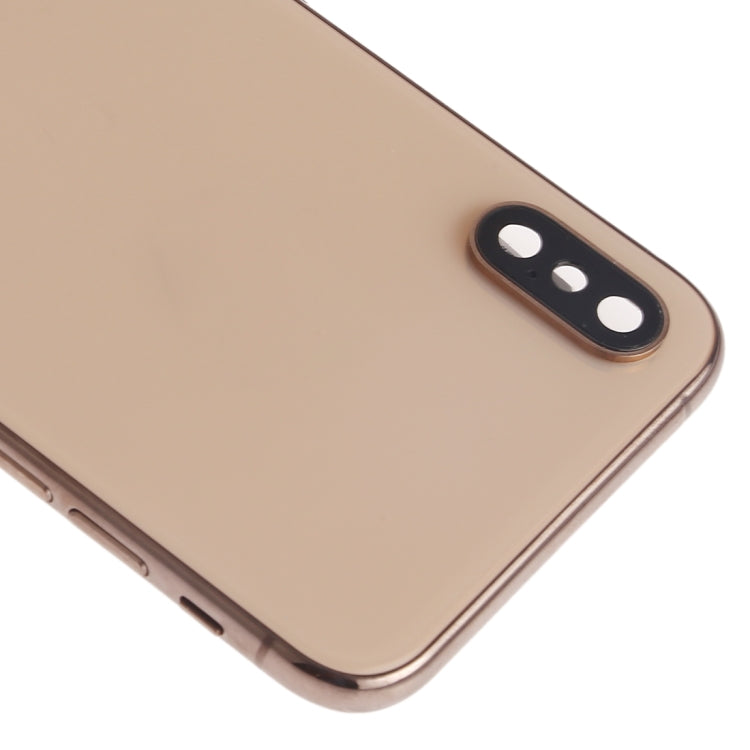 Battery Back Cover Assembly (with Side Keys & Speaker Ringer Buzzer & Motor & Camera Lens & Card Tray & Power Button + Volume Button + Charging Port + Signal Flex Cable & Wireless Charging Module) for iPhone XS(Gold) - Back Cover by PMC TechLife | Online Shopping South Africa | PMC TechLife