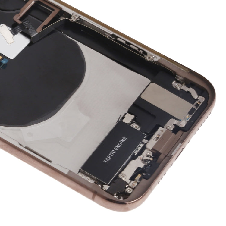 Battery Back Cover Assembly (with Side Keys & Speaker Ringer Buzzer & Motor & Camera Lens & Card Tray & Power Button + Volume Button + Charging Port + Signal Flex Cable & Wireless Charging Module) for iPhone XS(Gold) - Back Cover by PMC TechLife | Online Shopping South Africa | PMC TechLife