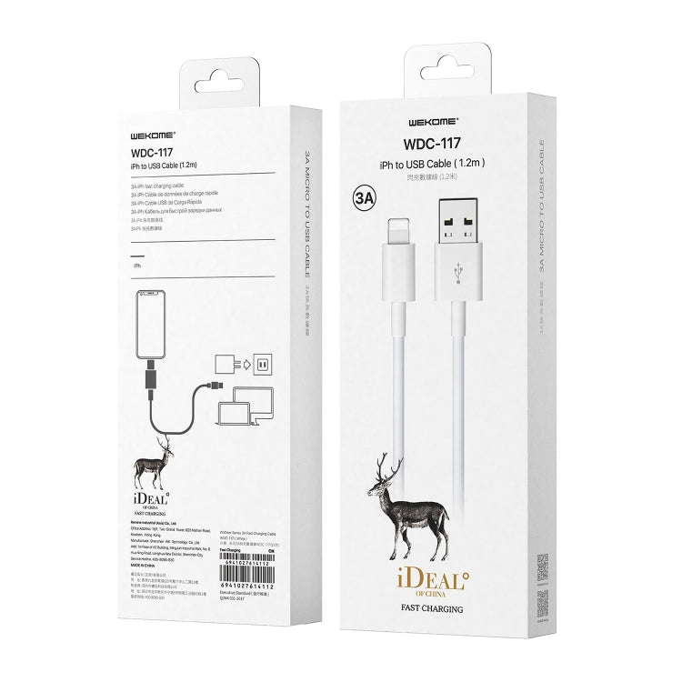 WK WDC-117 3A 8 Pin Fast Charging Charging Cable, Length: 1.2m (White) - Normal Style Cable by WK | Online Shopping South Africa | PMC TechLife | Buy Now Pay Later Mobicred