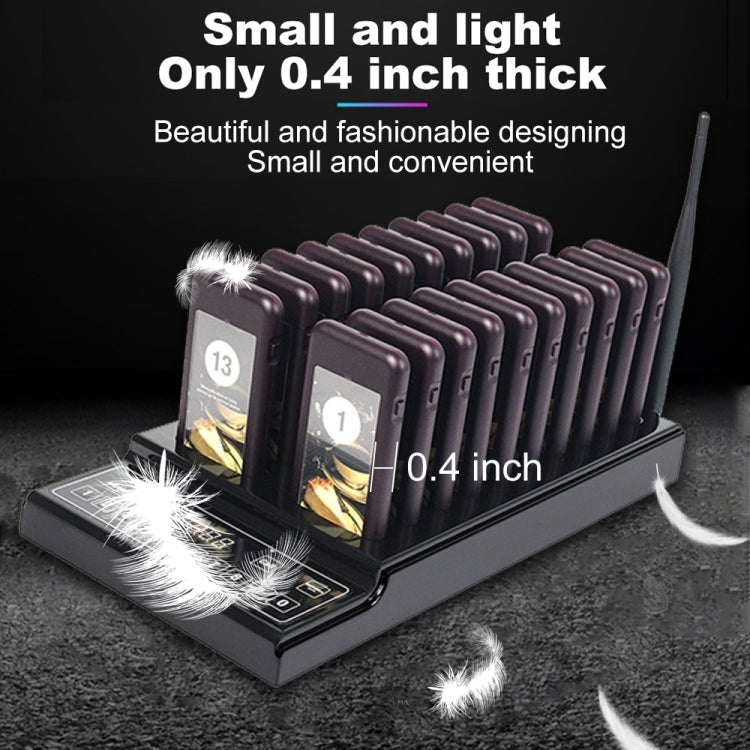 QC100 999 Channel Restaurant Wireless Paging Queuing Calling System with 20 Call Coaster Pagers, EU Plug - Alarm System by PMC TechLife | Online Shopping South Africa | PMC TechLife