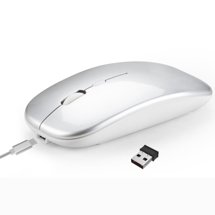 HXSJ M90 2.4GHz Ultrathin Mute Rechargeable Dual Mode Wireless Bluetooth Notebook PC Mouse (Silver) - Wireless Mice by HXSJ | Online Shopping South Africa | PMC TechLife | Buy Now Pay Later Mobicred