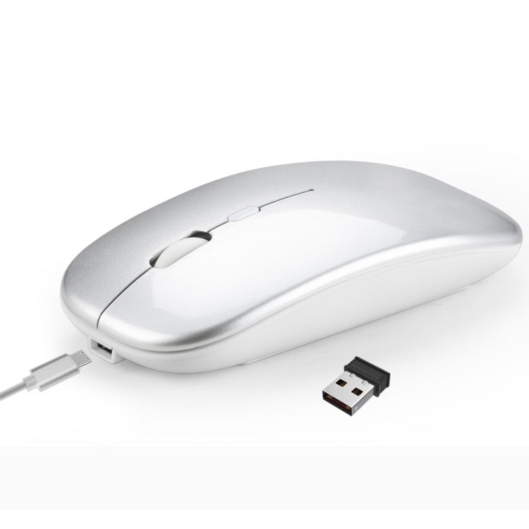 HXSJ M90 2.4GHz Ultrathin Mute Rechargeable Dual Mode Wireless Bluetooth Notebook PC Mouse (Silver) - Wireless Mice by HXSJ | Online Shopping South Africa | PMC TechLife | Buy Now Pay Later Mobicred