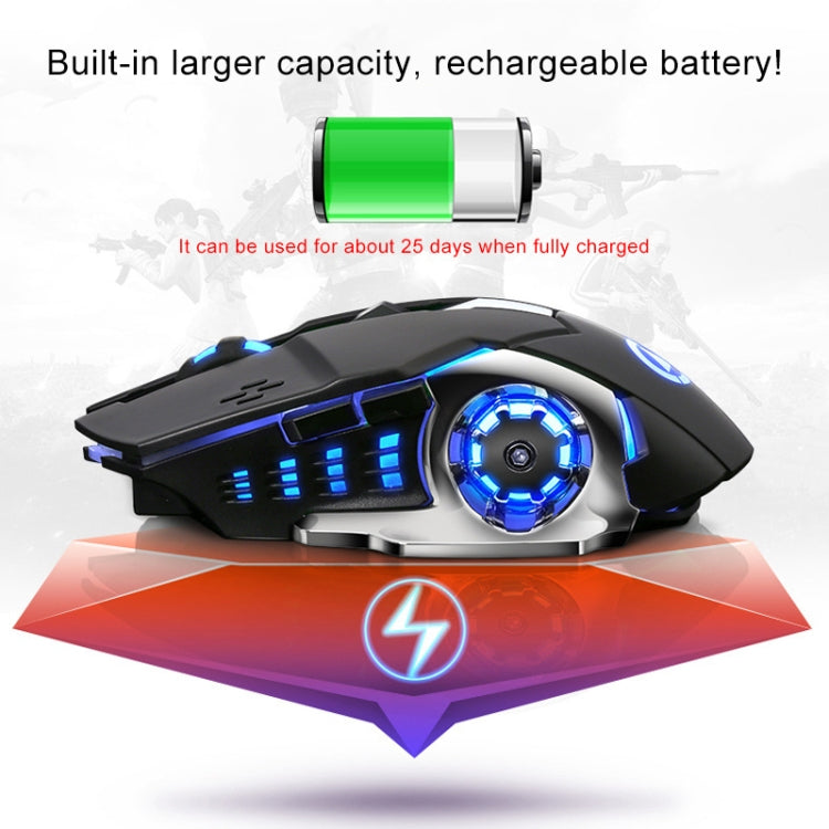 YINDIAO A4 2.4GHz 1600DPI 3-modes Adjustable Rechargeable Wireless Silent Gaming Mouse (Black Silver) - free shipping - PMC TechLife - Order now!