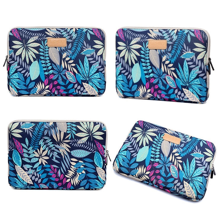 Lisen 14 inch Sleeve Case Colorful Leaves Zipper Briefcase Carrying Bag for Macbook, Samsung, Lenovo, Sony, DELL Alienware, CHUWI, ASUS, HP, 14 inch and Below Laptops(Blue) - free shipping - PMC TechLife - Order now!