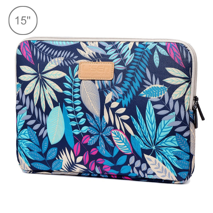 Sleeve Case Colorful Leaves Zipper Briefcase Carrying Bag for Macbook, Samsung, Lenovo, Sony, DELL Alienware, CHUWI, ASUS, HP, 15.6 inch and Below Laptops(Blue) - free shipping - PMC TechLife - Order now!