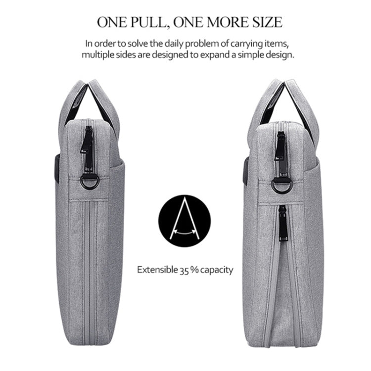 DJ06 Oxford Cloth Waterproof Wear-resistant Portable Expandable Laptop Bag for 15.4 inch Laptops, with Detachable Shoulder Strap(Grey) - 15 inch by PMC TechLife | Online Shopping South Africa | PMC TechLife | Buy Now Pay Later Mobicred