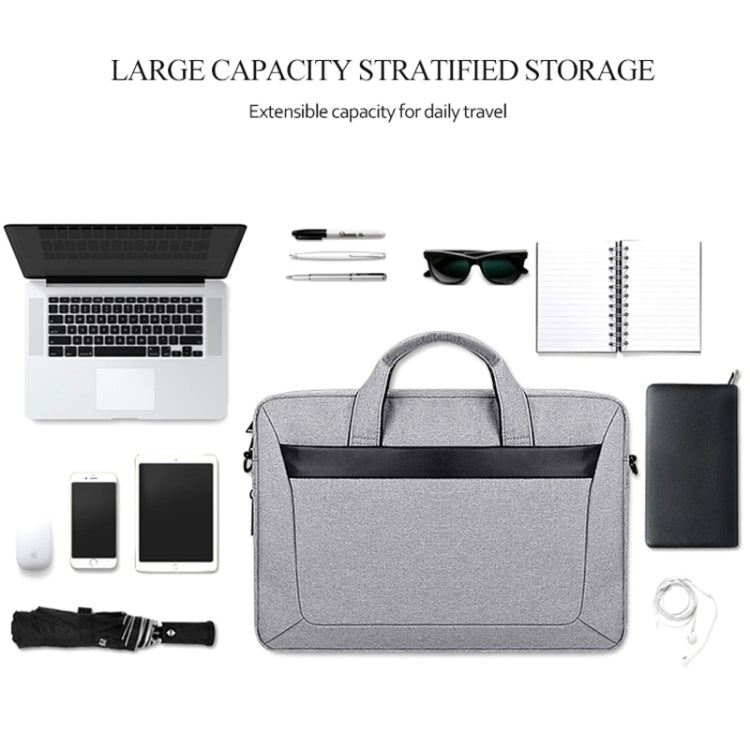 DJ06 Oxford Cloth Waterproof Wear-resistant Portable Expandable Laptop Bag for 15.4 inch Laptops, with Detachable Shoulder Strap(Grey) - 15 inch by PMC TechLife | Online Shopping South Africa | PMC TechLife | Buy Now Pay Later Mobicred