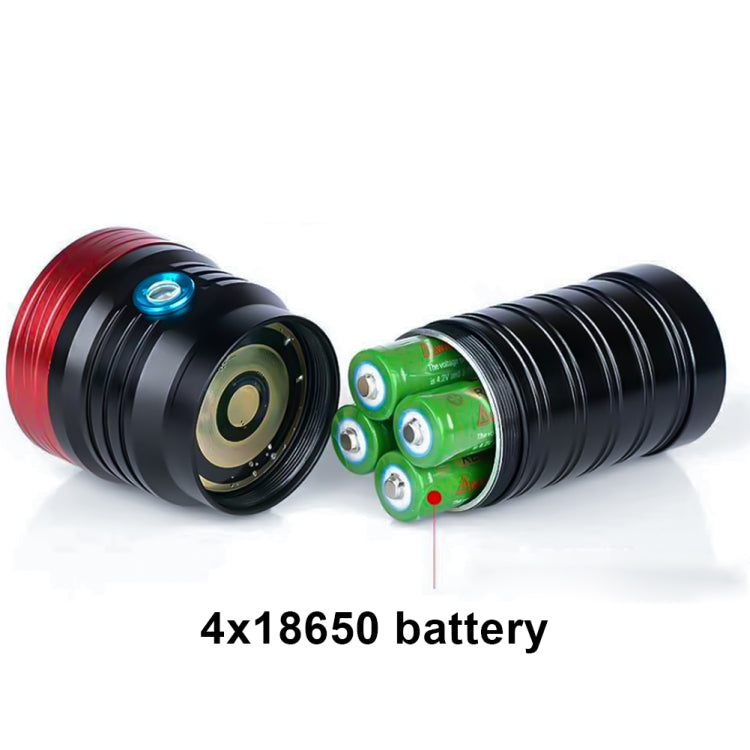3 Gears, DB18 18xT6, Luminous Flux: 5400lm LED Flashlight, with 4 18650 Batteries (Red Black) - LED Flashlight by PMC TechLife | Online Shopping South Africa | PMC TechLife