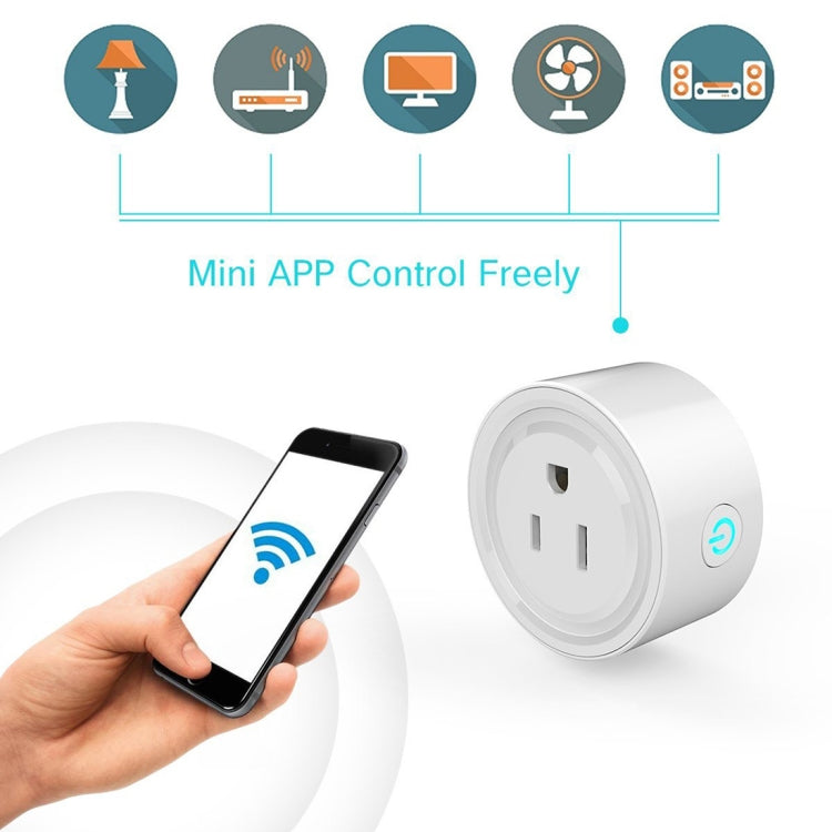 10A Round Shape WiFi Mini Plug APP Remote Control Timing Smart Socket Works with Alexa & Google Home, AC 100-240V, US Plug - Smart Socket by PMC TechLife | Online Shopping South Africa | PMC TechLife
