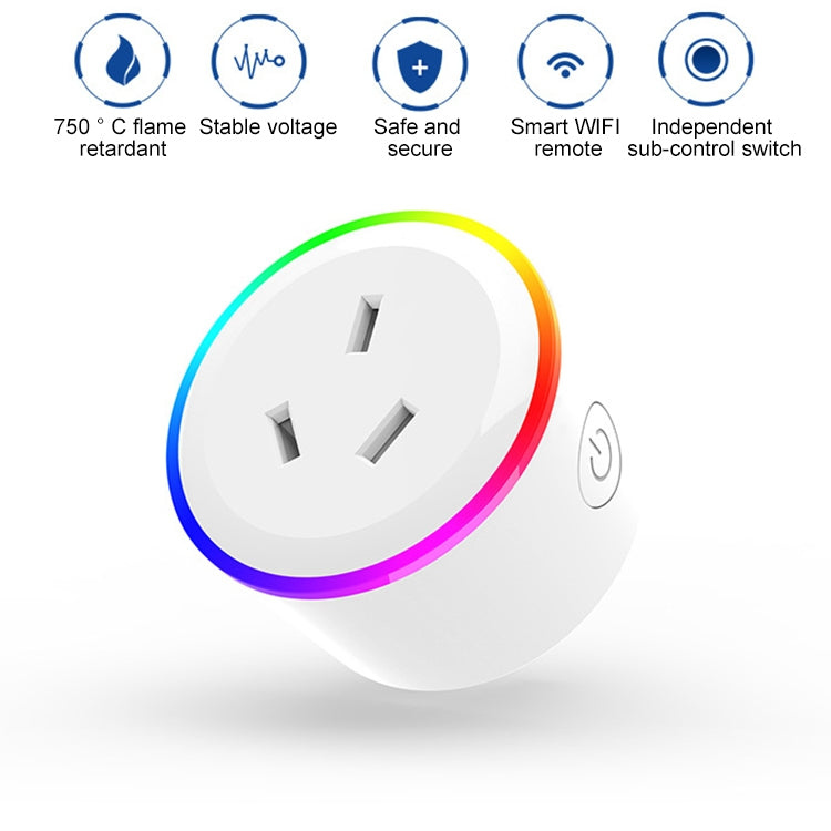 10A RGB Scene Light WiFi Remote Control Smart Socket Works with Alexa & Google Home & IFTTT, AC 100-240V, AU Plug - Smart Socket by PMC TechLife | Online Shopping South Africa | PMC TechLife