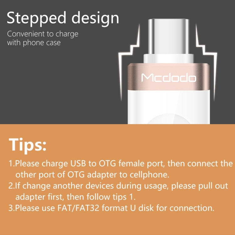 Mcdodo OT-1942 USB-C / Type-C to USB 3.0 AF Data Transmission Charging OTG Adapter(Gold) - OTG Adapter by Mcdodo | Online Shopping South Africa | PMC TechLife | Buy Now Pay Later Mobicred
