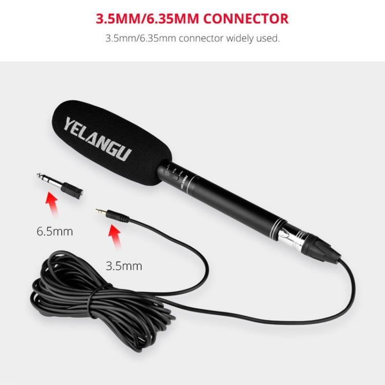 YELANGU YLG9933A MIC07 Professional Interview Condenser Video Shotgun Microphone with 6.5mm Audio Adapter & 3.5mm RXL Audio Cable(Black) - Camera Microphone by YELANGU | Online Shopping South Africa | PMC TechLife | Buy Now Pay Later Mobicred