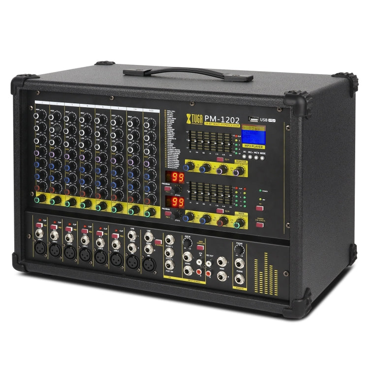 XTUGA PM1202 900W 10 Channel Stage Power Mixer 24Bit Multil-FX Processor Dual 99 DSP Effect DJ Amplifier (AU Plug) - Live Sound Effects Processors by XTUGA | Online Shopping South Africa | PMC TechLife