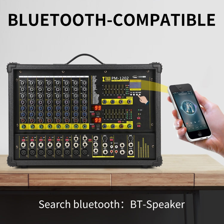 XTUGA PM1202 900W 10 Channel Stage Power Mixer 24Bit Multil-FX Processor Dual 99 DSP Effect DJ Amplifier (EU Plug) - Live Sound Effects Processors by XTUGA | Online Shopping South Africa | PMC TechLife