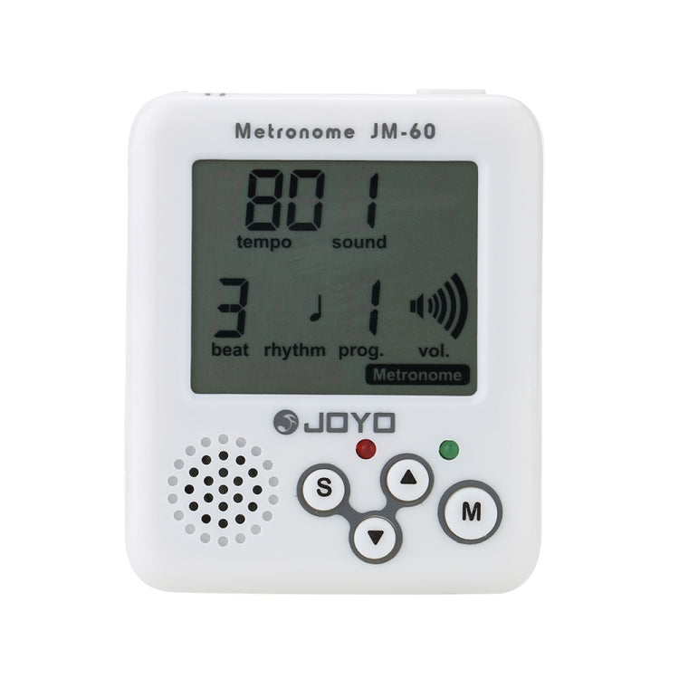 JOYO JM-60 Mini Portable Rechargeable Clip-on Electronic Digital Metronome Tone Generator Tuner for Guitar Violin Ukulele (White) - free shipping - PMC TechLife - Order now!