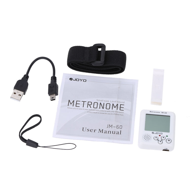 JOYO JM-60 Mini Portable Rechargeable Clip-on Electronic Digital Metronome Tone Generator Tuner for Guitar Violin Ukulele (White) - free shipping - PMC TechLife - Order now!