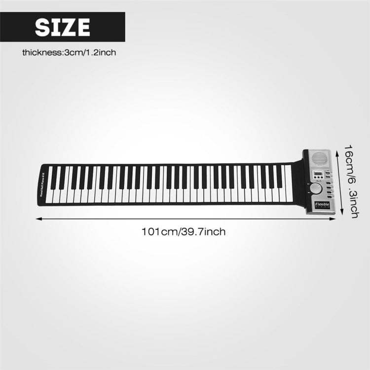 61 Keys Portable Flexible Roll Up Electronic Soft Keyboard Piano with Speakers - Keyboard Instruments by PMC TechLife | Online Shopping South Africa | PMC TechLife