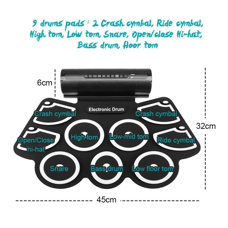 MD760 USB Electronic Drum Percussion Thicken Silicone Hand Roll Drum - Percussion Instruments by PMC TechLife | Online Shopping South Africa | PMC TechLife