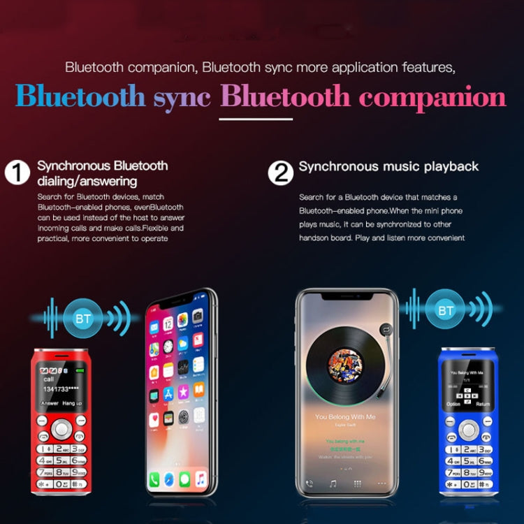 Satrend K8 Mini Mobile Phone, 1.0 inch, Hands Free Bluetooth Dialer Headphone, MP3 Music, Dual SIM, Network: 2G(Red) - free shipping - PMC TechLife - Order now!