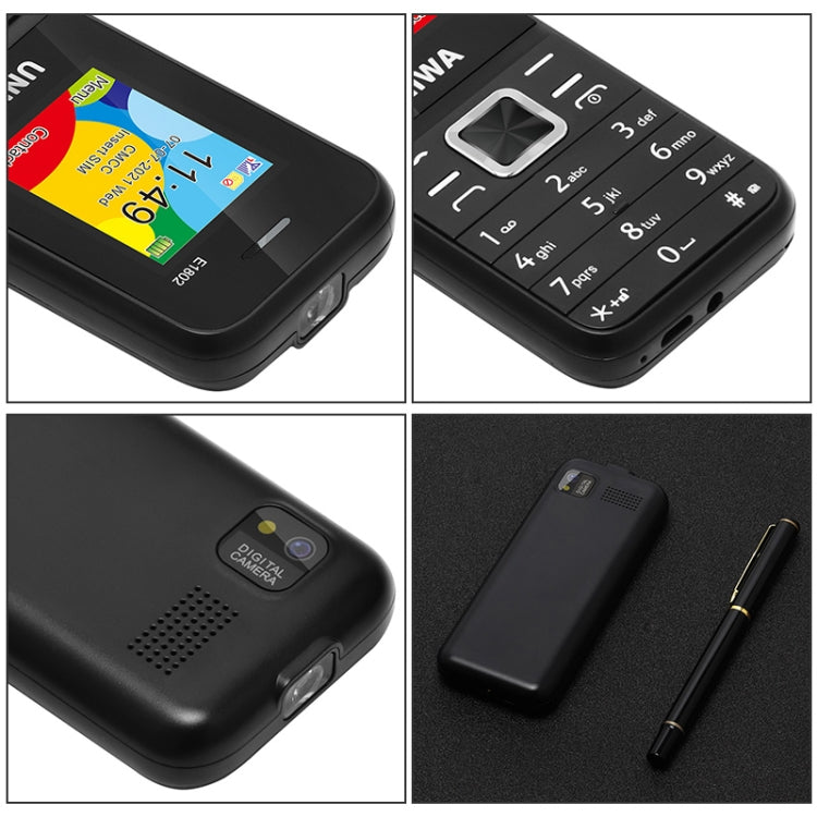 UNIWA E1802 Mobile Phone, 1.77 inch, 1800mAh Battery, SC6531DA, 21 Keys, Support Bluetooth, FM, MP3, MP4, GSM, Dual SIM(Black) - UNIWA by UNIWA | Online Shopping South Africa | PMC TechLife
