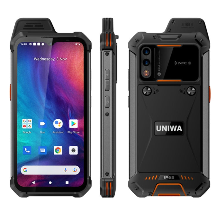 UNIWA W888 Standard Rugged Phone, 4GB+64GB, IP68 Waterproof Dustproof Shockproof, 5000mAh Battery, 6.3 inch Android 11 MTK6765 Helio P35 Octa Core up to 2.35GHz, Network: 4G, NFC, OTG(Black+Orange) - UNIWA by UNIWA | Online Shopping South Africa | PMC TechLife