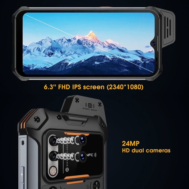 UNIWA W888 Standard Rugged Phone, 4GB+64GB, IP68 Waterproof Dustproof Shockproof, 5000mAh Battery, 6.3 inch Android 11 MTK6765 Helio P35 Octa Core up to 2.35GHz, Network: 4G, NFC, OTG(Black+Orange) - UNIWA by UNIWA | Online Shopping South Africa | PMC TechLife