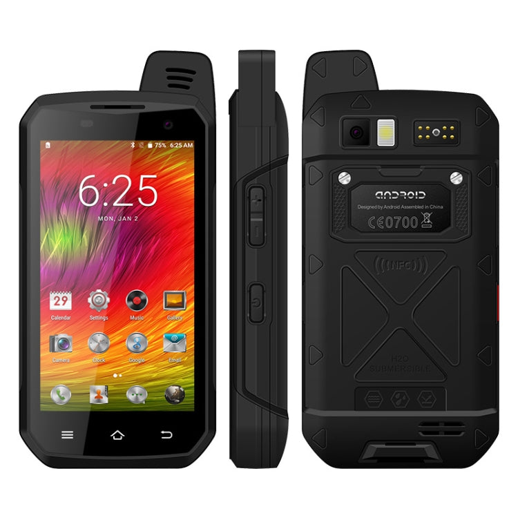 UNIWA B6000 PTT Walkie Talkie Rugged Phone, 4GB+64GB, IP68 Waterproof Dustproof Shockproof, 5000mAh Battery, 4.7 inch Android 9.0 MTK6762 Octa Core up to 2.0GHz, Network: 4G, NFC, OTG (Black) - UNIWA by UNIWA | Online Shopping South Africa | PMC TechLife