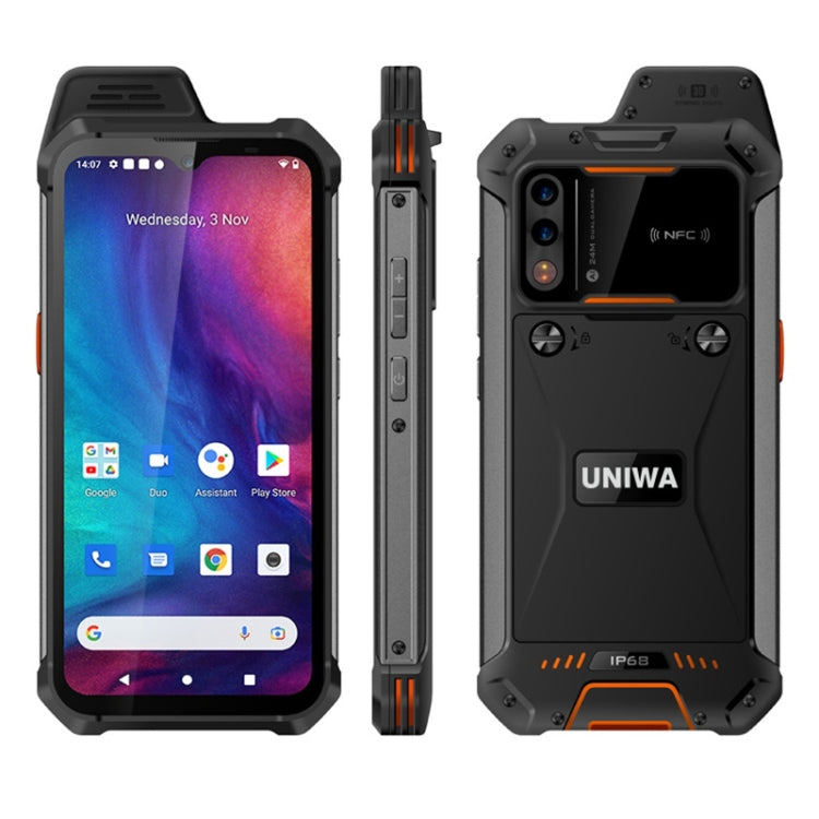 UNIWA W888 Explosion-proof Rugged Phone, 4GB+64GB, IP68 Waterproof Dustproof Shockproof, 5000mAh Battery, 6.3 inch Android 11 MTK6765 Helio P35 Octa Core up to 2.35GHz, Network: 4G, NFC, OTG(Black+Orange) - UNIWA by UNIWA | Online Shopping South Africa | PMC TechLife