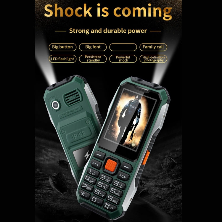 A6 4G Full Network Triple Proofing Elder Phone, Waterproof Shockproof Dustproof, 6800mAh Battery, 2.4 inch, 21 Keys, LED Flashlight, FM, SOS, Dual SIM, Network: 4G(Green) - Others by PMC TechLife | Online Shopping South Africa | PMC TechLife