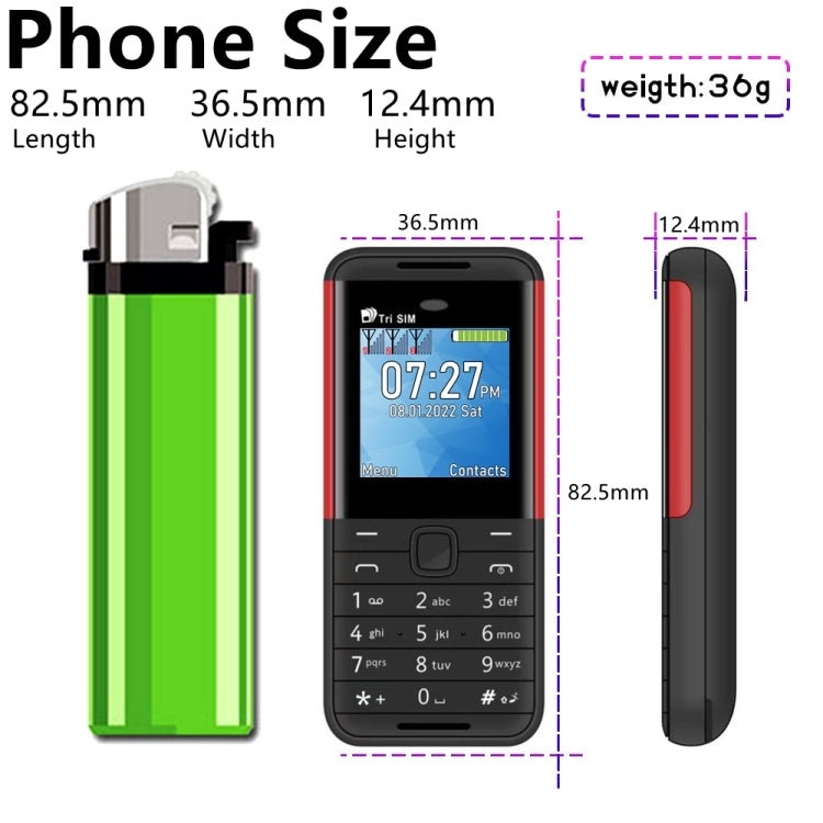 SERVO BM5310 Mini Mobile Phone, Russian Key, 1.33 inch, MTK6261D, 21 Keys, Support Bluetooth, FM, Magic Sound, Auto Call Record, GSM, Triple SIM (Black+green) - free shipping - PMC TechLife - Order now!