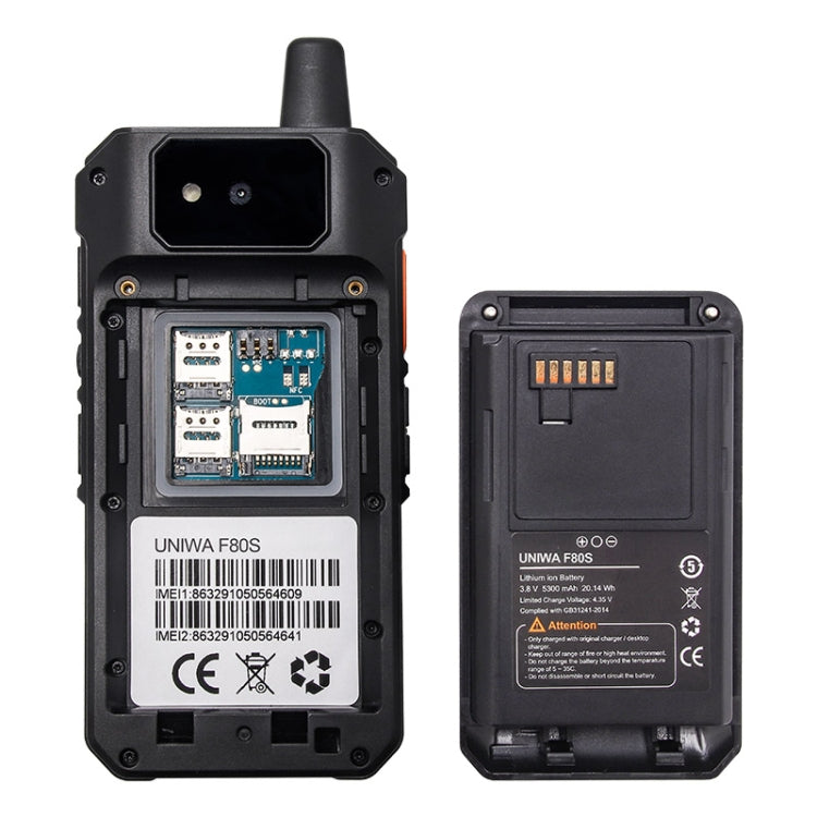 UNIWA F80S Walkie Talkie Rugged Phone, 1GB+8GB, Waterproof Dustproof Shockproof, 5300mAh Battery, 2.4 inch Android 10 Spreadtrum SL8541E Quad Core up to 1.4GHz, Network: 4G, Dual SIM, PoC, SOS (Black) - UNIWA by UNIWA | Online Shopping South Africa | PMC TechLife