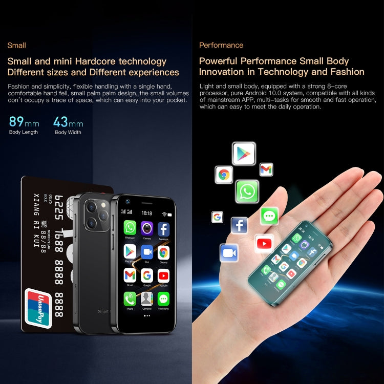 SOYES XS12 Pro, 2GB+16GB, Face Recognition, 3.0 inch Android 10.0 MTK6750 Octa Core, Bluetooth, WiFi, FM, OTG, Network: 4G, Dual SIM, Support Google Play (Black) - SOYES by SOYES | Online Shopping South Africa | PMC TechLife