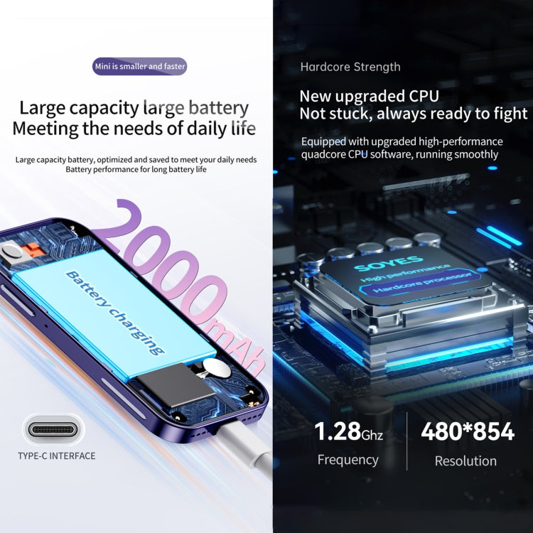 SOYES 14 Pro, 2GB+16GB, Face Recognition, 3.0 inch Android 9.0 MTK6739CW Quad Core up to 1.28GHz, OTG, Network: 4G, Dual SIM, Support Google Play (Purple) - SOYES by SOYES | Online Shopping South Africa | PMC TechLife