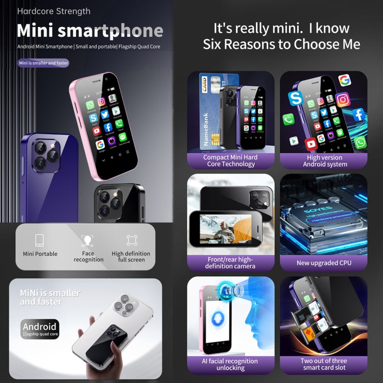 SOYES 14 Pro, 3GB+64GB, Face Recognition, 3.0 inch Android 9.0 MTK6739CW Quad Core up to 1.28GHz, OTG, Network: 4G, Dual SIM, Support Google Play(Purple) - SOYES by SOYES | Online Shopping South Africa | PMC TechLife