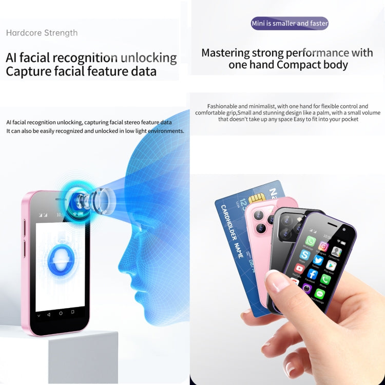 SOYES 14 Pro, 3GB+64GB, Face Recognition, 3.0 inch Android 9.0 MTK6739CW Quad Core up to 1.28GHz, OTG, Network: 4G, Dual SIM, Support Google Play(Pink) - SOYES by SOYES | Online Shopping South Africa | PMC TechLife