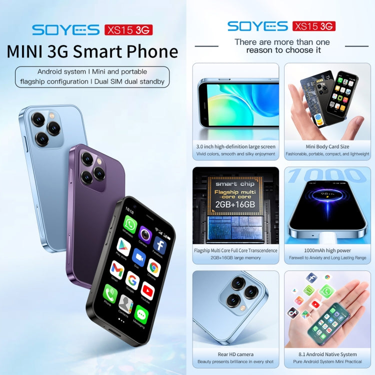 SOYES XS15, 2GB+16GB, 3.0 inch Android 8.1 MTK6580 Quad Core up to 1.3GHz, Bluetooth, WiFi, GPS, Network: 3G, Dual SIM (Black) - SOYES by SOYES | Online Shopping South Africa | PMC TechLife