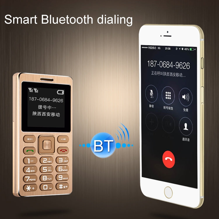 SATREND A10 Card Mobile Phone, 1.77 inch, MTK6261D, 21 Keys, Support Bluetooth, MP3, Anti-lost, Remote Capture, FM, GSM, Dual SIM(Rose Gold) - free shipping - PMC TechLife - Order now!