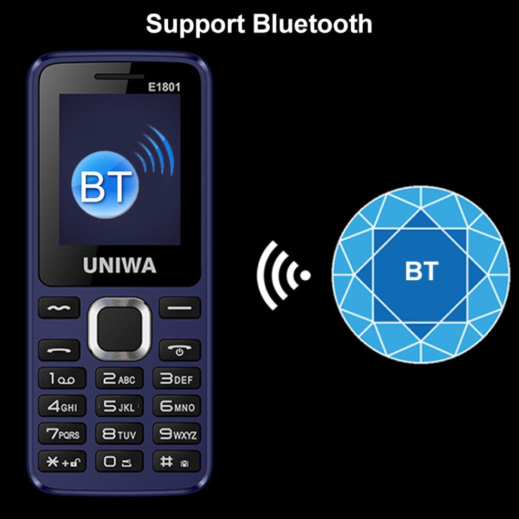 UNIWA E1801 Mobile Phone, 1.77 inch, 800mAh Battery, 21 Keys, Support Bluetooth, FM, MP3, MP4, GSM, Dual SIM(Blue) - UNIWA by UNIWA | Online Shopping South Africa | PMC TechLife
