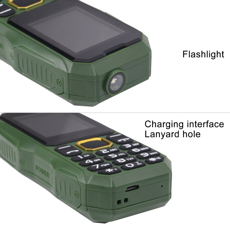 W2025 Triple Proofing Elder Phone, Waterproof Shockproof Dustproof, 5800mAh Battery, 1.8 inch, 21 Keys, LED Flashlight, Dual SIM(Green) - Others by PMC TechLife | Online Shopping South Africa | PMC TechLife | Buy Now Pay Later Mobicred