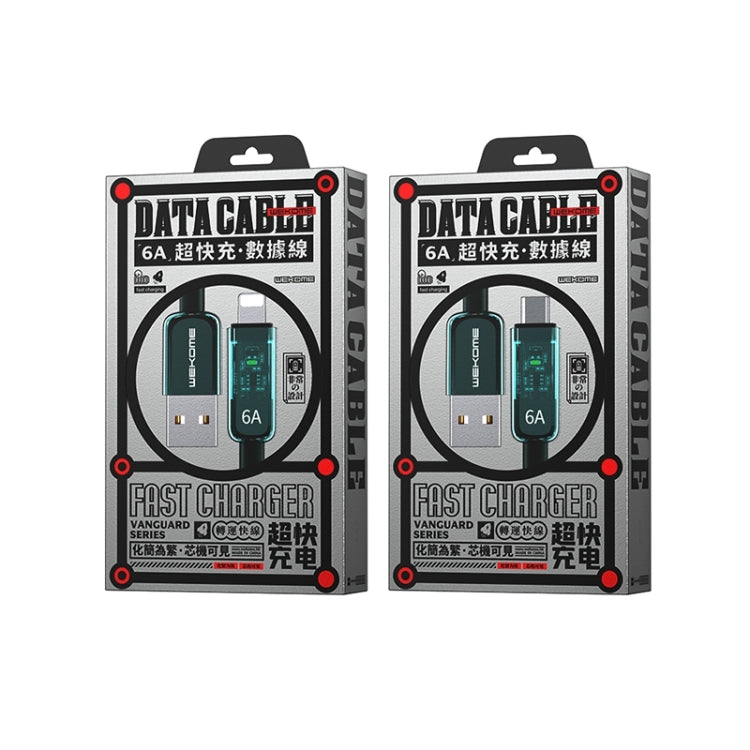 WK WDC-180 6A Pioneer Series USB to 8 Pin Transparent Fast Charge Data Cable, Length: 1m(Black) - Normal Style Cable by WK | Online Shopping South Africa | PMC TechLife