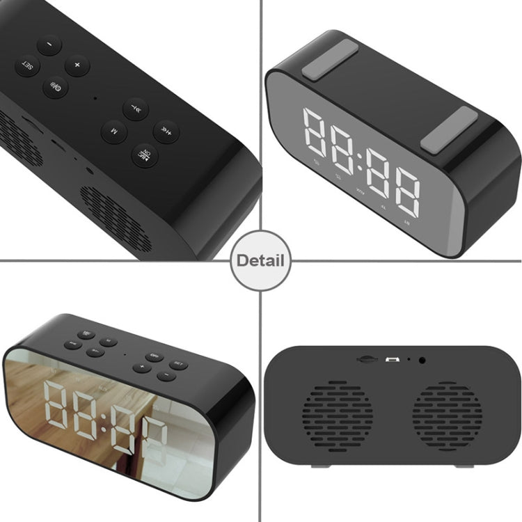 AEC BT501 Bluetooth 5.0 Mini Speaker with LED & Alarm Clock & Clock & Mirror, Support 32G TF Card(Red) - free shipping - PMC TechLife - Order now!