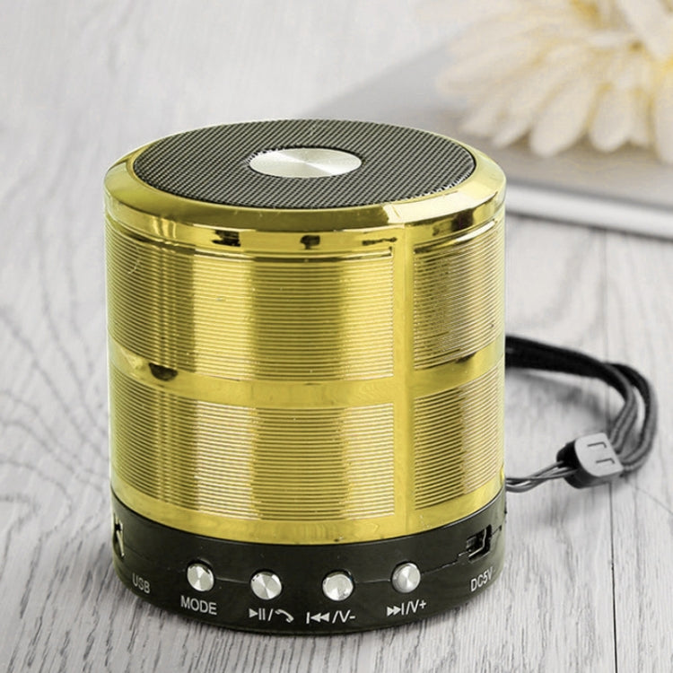 WS-887 Bluetooth Speaker with Lanyard, Support Hands-free Call & FM & U Disk & TF Card & AUX(Gold) - Mini Speaker by PMC TechLife | Online Shopping South Africa | PMC TechLife