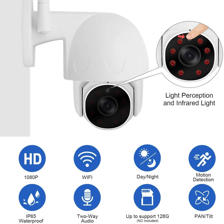 Tuya QX45 1080P Full HD IP65 Waterproof 2.4G Wireless IP Camera, Support Amazon Alexa & Google Home & Motion Detection & Two-way Audio & Night Vision & TF Card, AU Plug - Dome Camera by PMC TechLife | Online Shopping South Africa | PMC TechLife